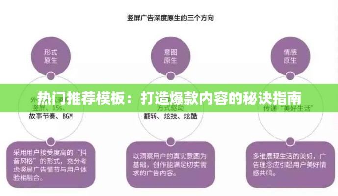 熱門推薦模板：打造爆款內(nèi)容的秘訣指南