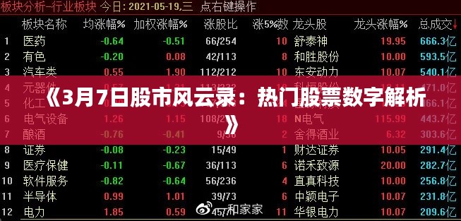 《3月7日股市風(fēng)云錄：熱門(mén)股票數(shù)字解析》