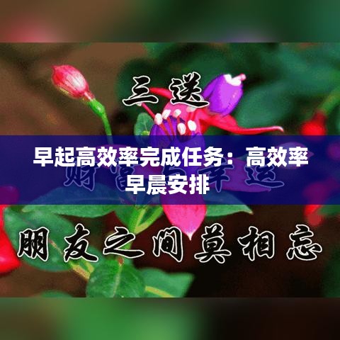 早起高效率完成任務(wù)：高效率早晨安排 