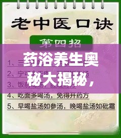 藥浴養(yǎng)生奧秘大揭秘，健康之道，享受藥浴的魅力！