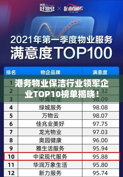 港務(wù)物業(yè)保潔行業(yè)領(lǐng)軍企業(yè)TOP10榜單揭曉！